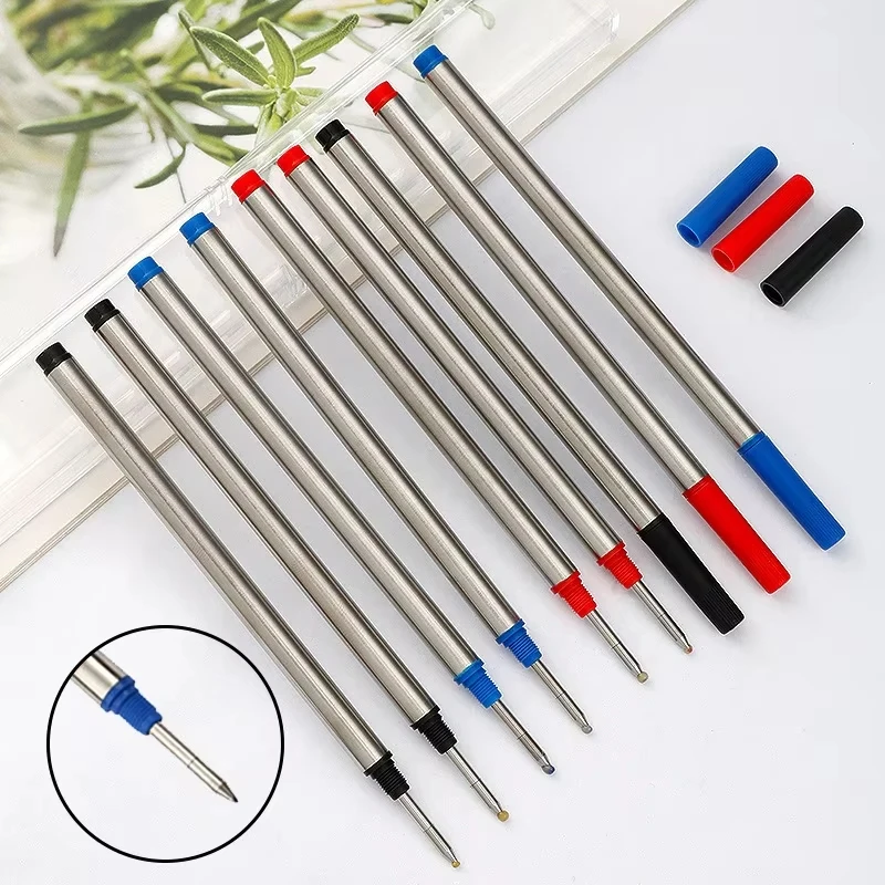 New11.4cm Threaded Rotary Metal Pen Refills 0.7mm Blue Black Red Ballpoint Pen Rod School Office Writing Stationery Supplies 5