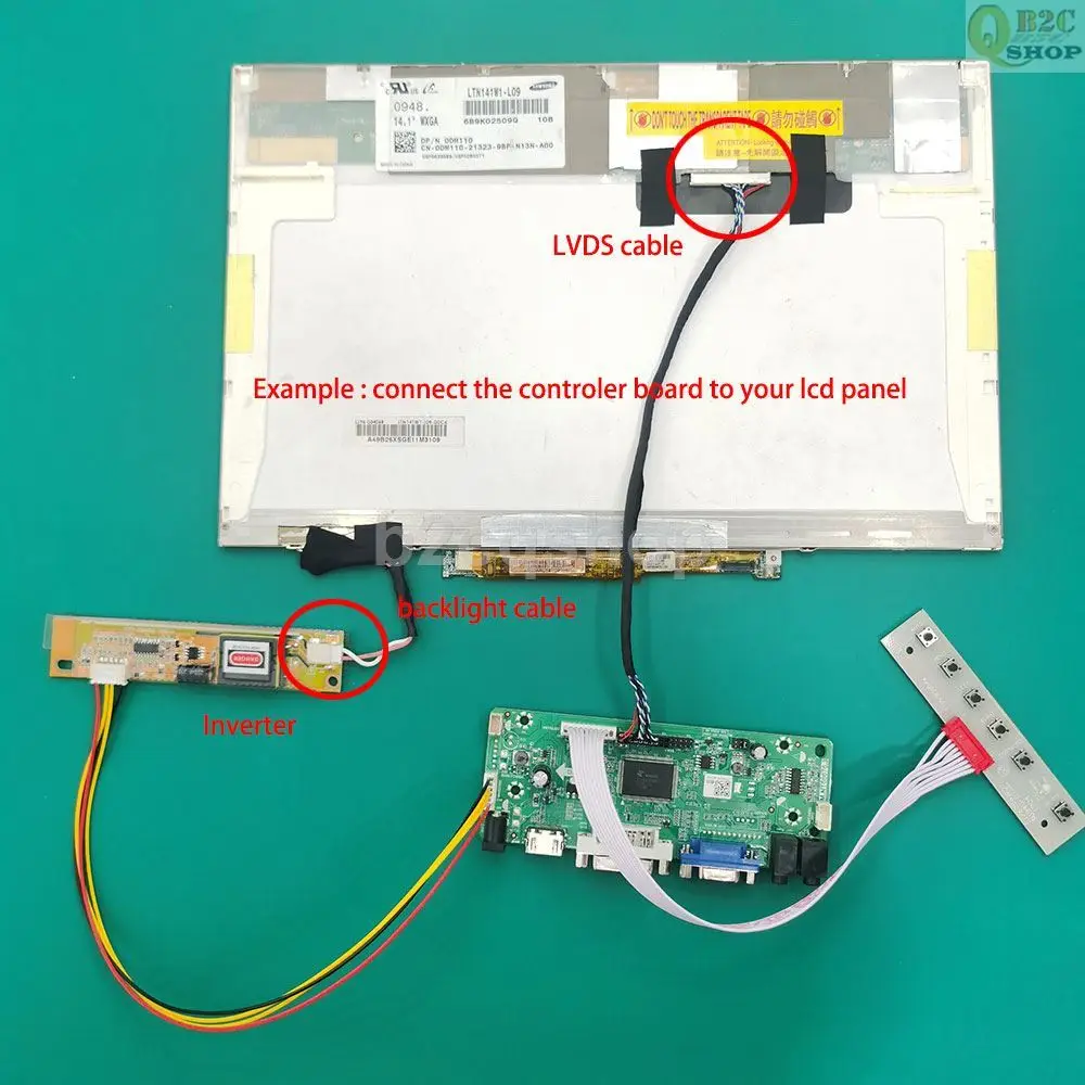 LTN156AT01 LCD 스크린 드라이버 컨트롤러 보드 키트, HDMI 호환, DVI, VGA, 오디오용 LVDS 컨버터, 1366X768