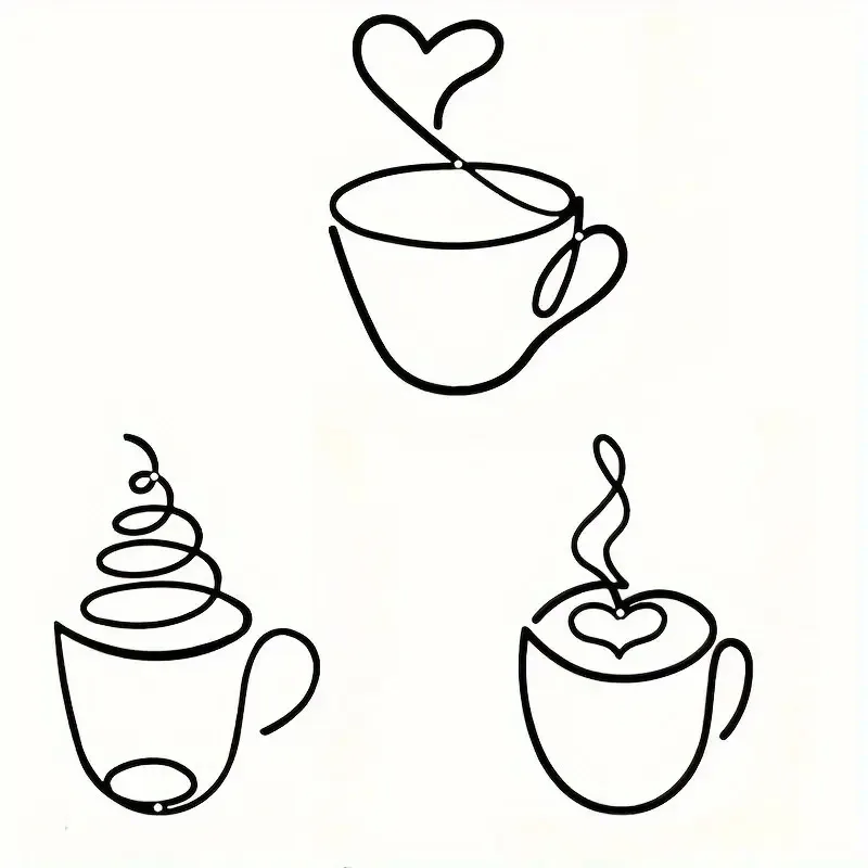 3Pcs Creative Coffee Shop Wall Hanging Minimalist Coffee Bar Sign Decorations Home Iron Crafts Interior Wall Decoration