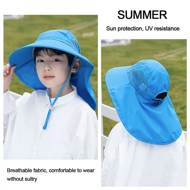 1Pc Summer Children Bucket Hats Adjustable Flap Wide Brim Cap UV Protection  Sun Hat Outdoor Sunscreen Beach Cap for Boy Girl - AliExpress