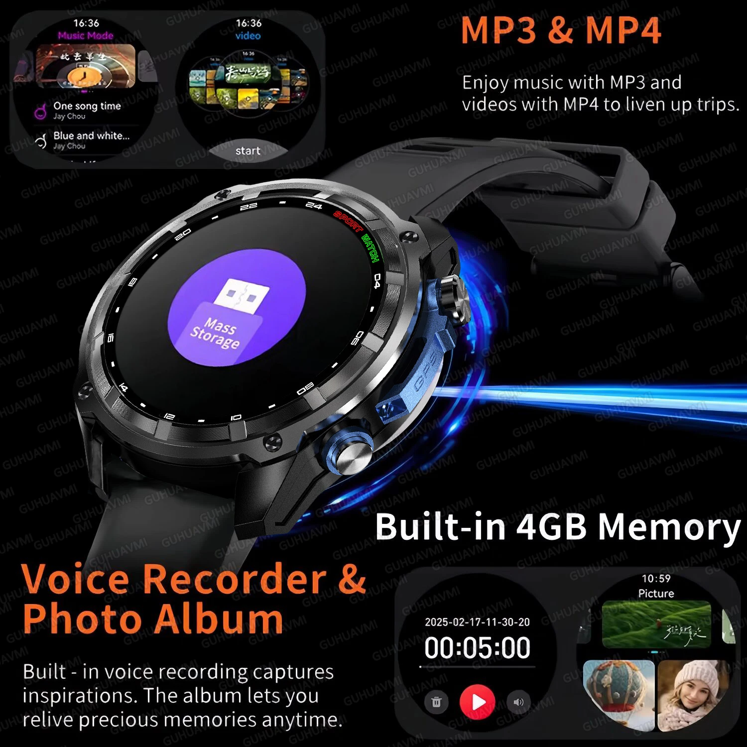 New Men TANK GPS Map Smart Watch Outdoor Compass 1000mAh Large Battery 10ATM Waterproof Bluetooth Call Sports AMOLED Smartwatch