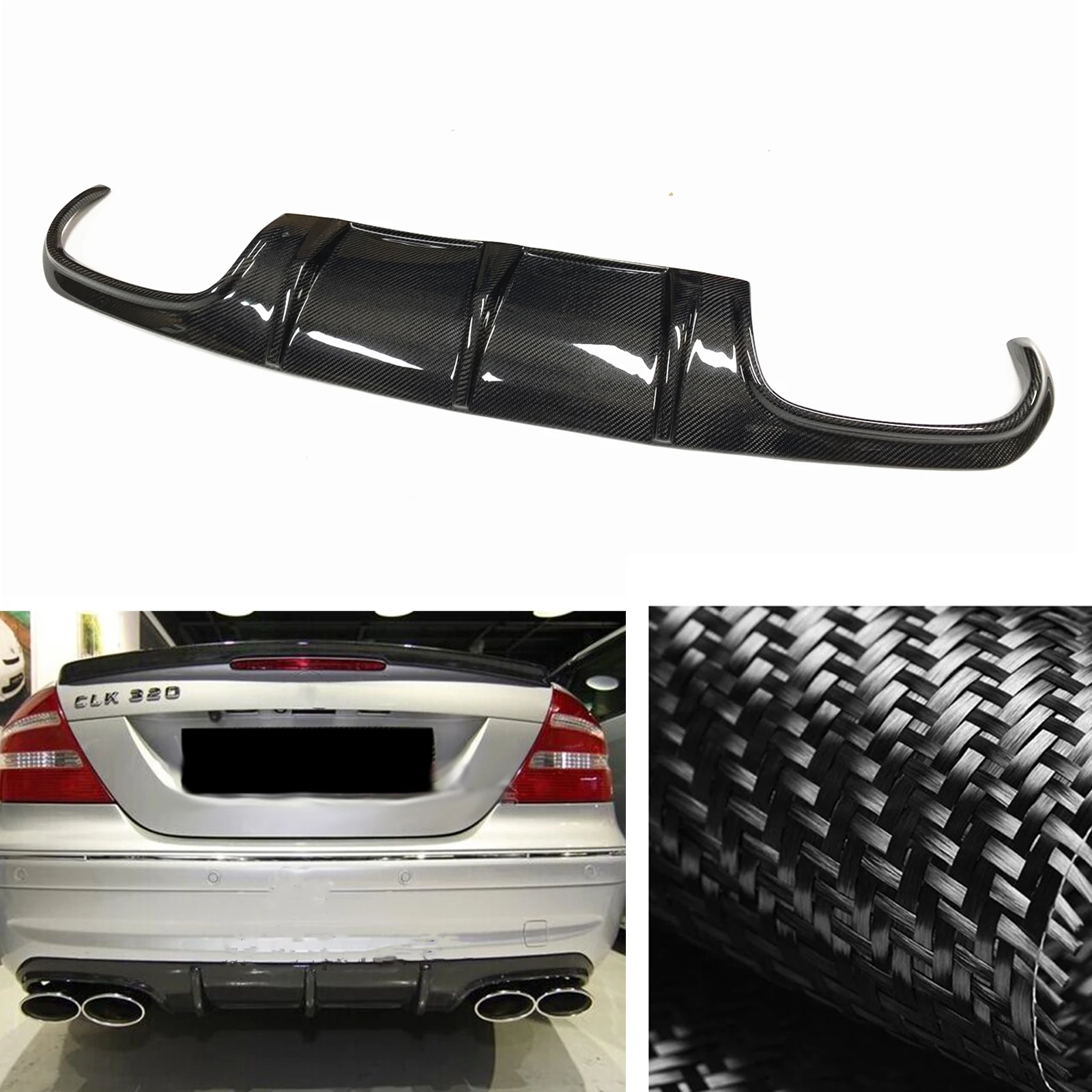 

For Mercedes-Benz W209 CLK320 CLK63 AMG 2004-2007 Rear Bumper Diffuser Lip Carbon Fiber Car Boot Exhaust Splitter Spoiler Plate