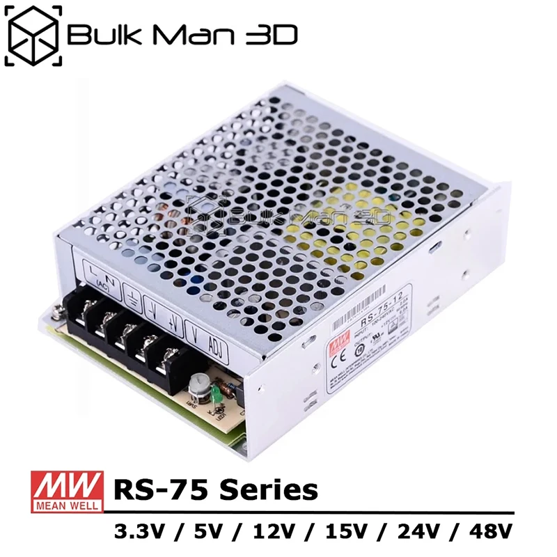 

Mean Well RS-75 Series AC/DC 75W 3.3V 5V 12V 15V 24V 48V Single Output Switching Power Supply Unit