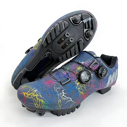 Enhanced Breathable Locking Booster Cycling Shoes with Double Knob Buckle - 45 (Dark blue MTB)