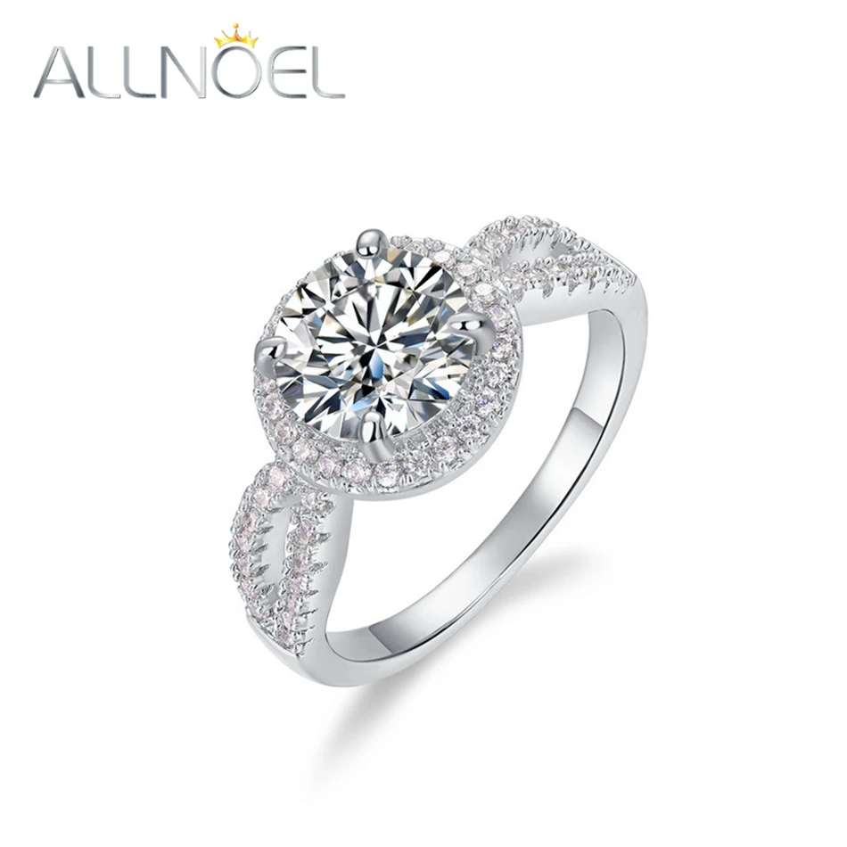 

ALLNOEL 1.7Carat Moissanite 8mm Wedding Ring For Women 925 Sterling Silver Engagement Band Classic Fine Jewelry Luxury Gifts