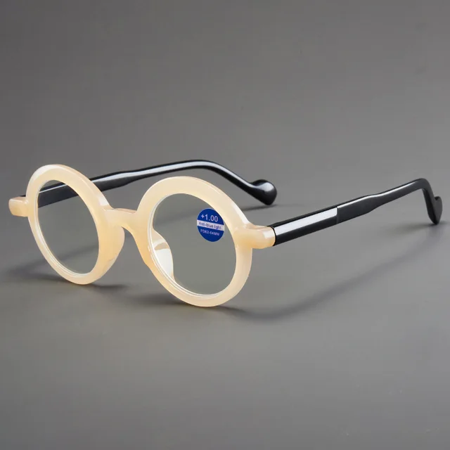 Gafas de lectura redondas de alta definición para presbicia, hipermetropía, bloqueo de luz azul, gafas de ordenador a la moda para hombres y mujeres 2