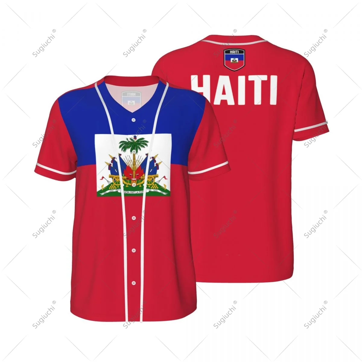 3D Printed Haiti Flag Men Baseball Jerseys Mesh Sports T-shirt Tees Name Nunber