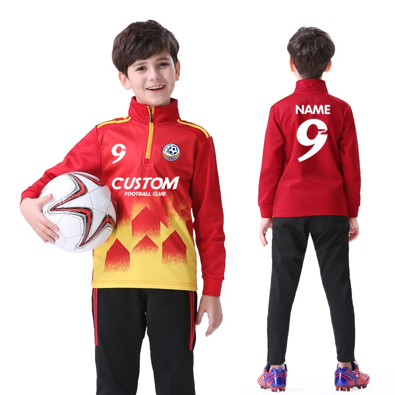 Winter Boys Soccer Tracksuit Warm Flecce Football Tracksuit Training Velour Plus Size Kid's Jackets