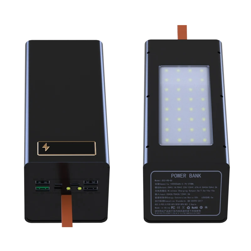 32*18650 탈착식 배터리 케이스, 입출력 지원, 넓은 내부 공간, Type-C 지원, 조명 지원