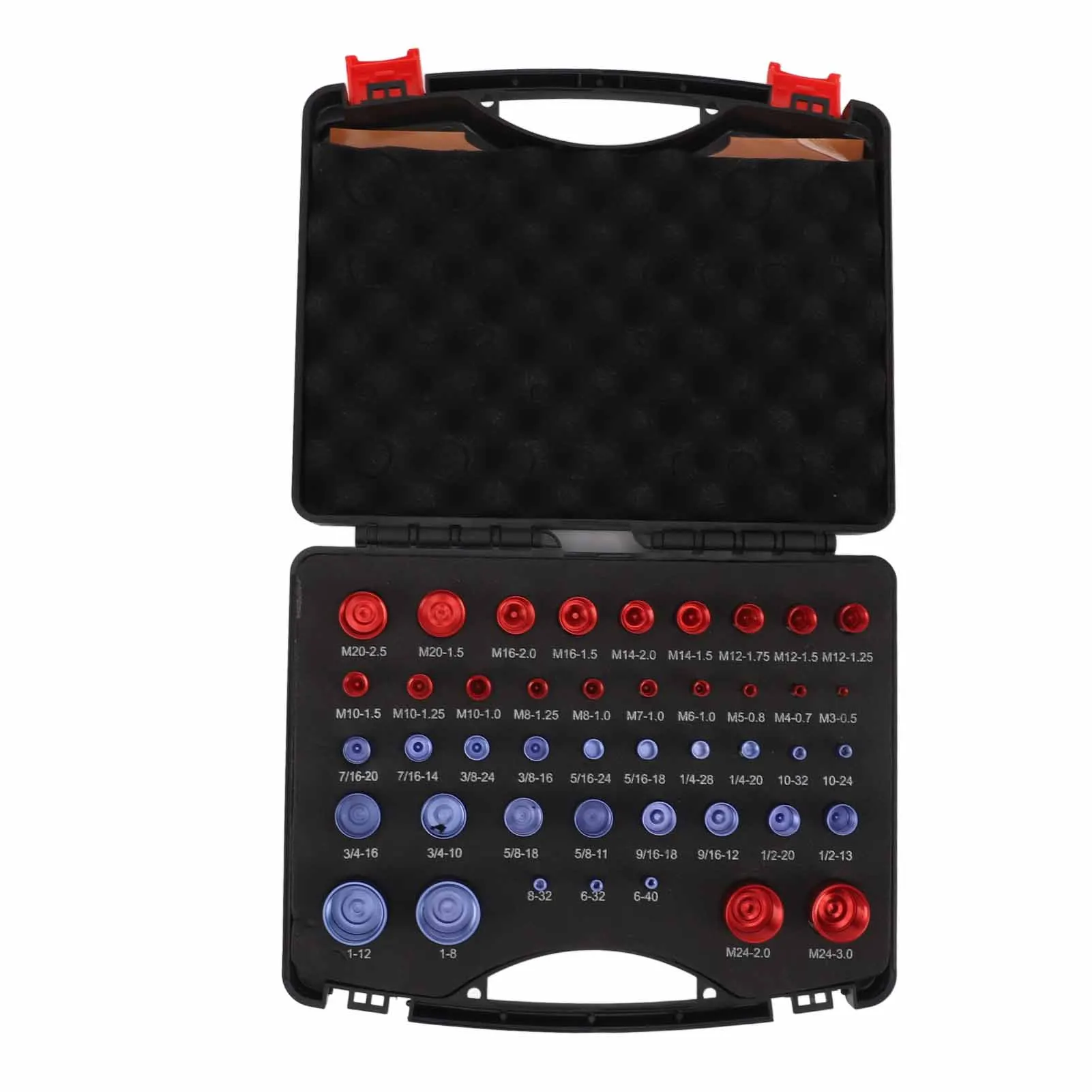 Nut and Bolt Thread Checker Red Blue Nut and Bolt Size Gauge Inch Identifier Gauge Set 44pcs