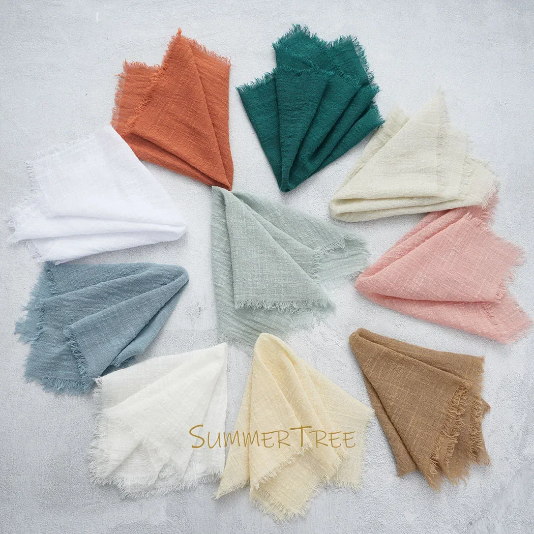 Cotton Napkins 10pcs 32x32cm Cloth Napkins Pure Cotton Gauze Soft Napkin Handkerchief Vintage Banquet Garden Party Wedding Table Decoration