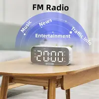 Desktop Alarm Clock Bluetooth wireless audio mini LED mirror digital clock mobile phone speaker stereo audio TF Card FM radio 2