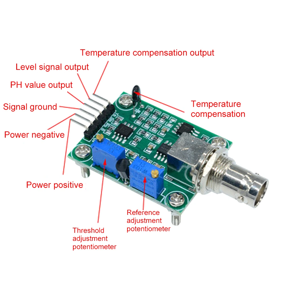 PH Electrode Probe PH Meter Liquid PH Value Detection Sensor Module Monitoring Control Board BNC For Arduino