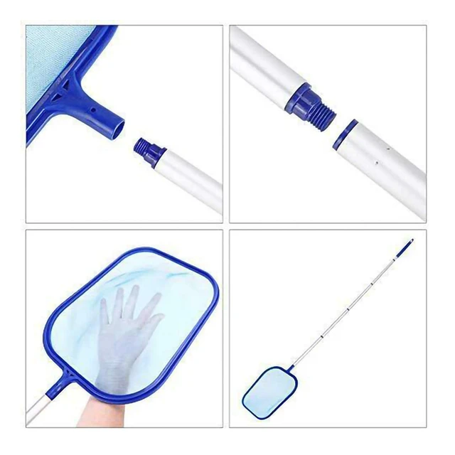 ตาข่ายพายสระว่ายน้ําพร้อมเสาอลูมิเนียม 5 ส่วน 64 '', ทําความสะอาดใบไม้ของสระว่ายน้ํา, สปา, อ่างน้ําร้อนและน้ําพุ 3