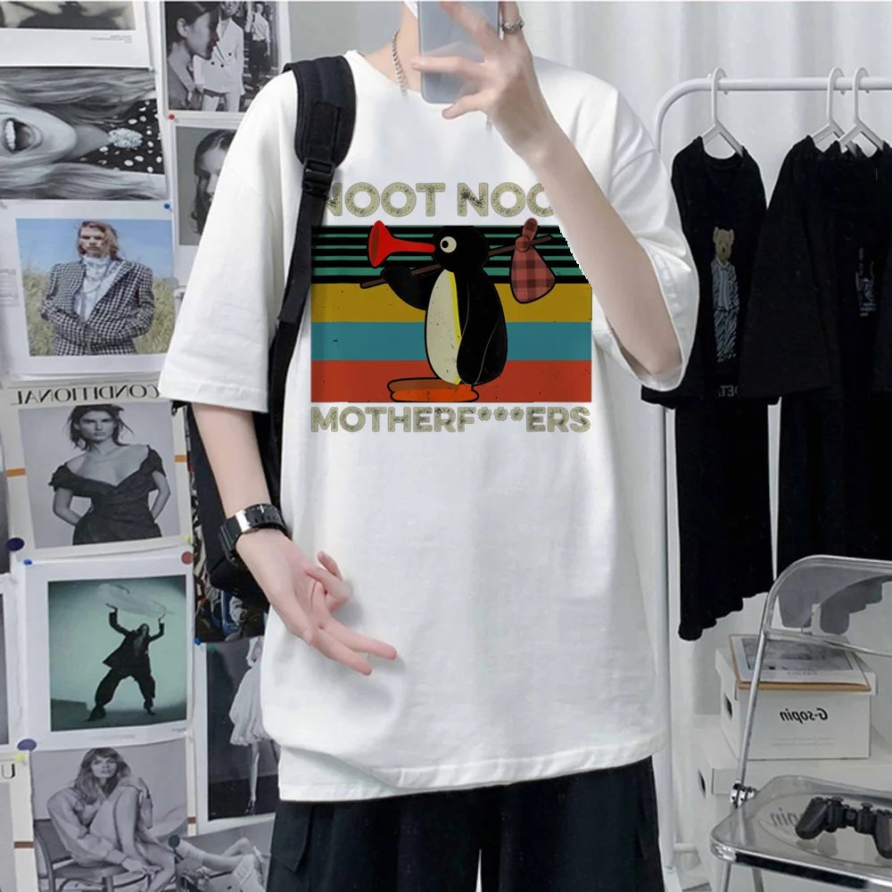 Nootnoot Pingu Top Men Anime Graphic Japanese Tee Maschile Funny Designer Clothes