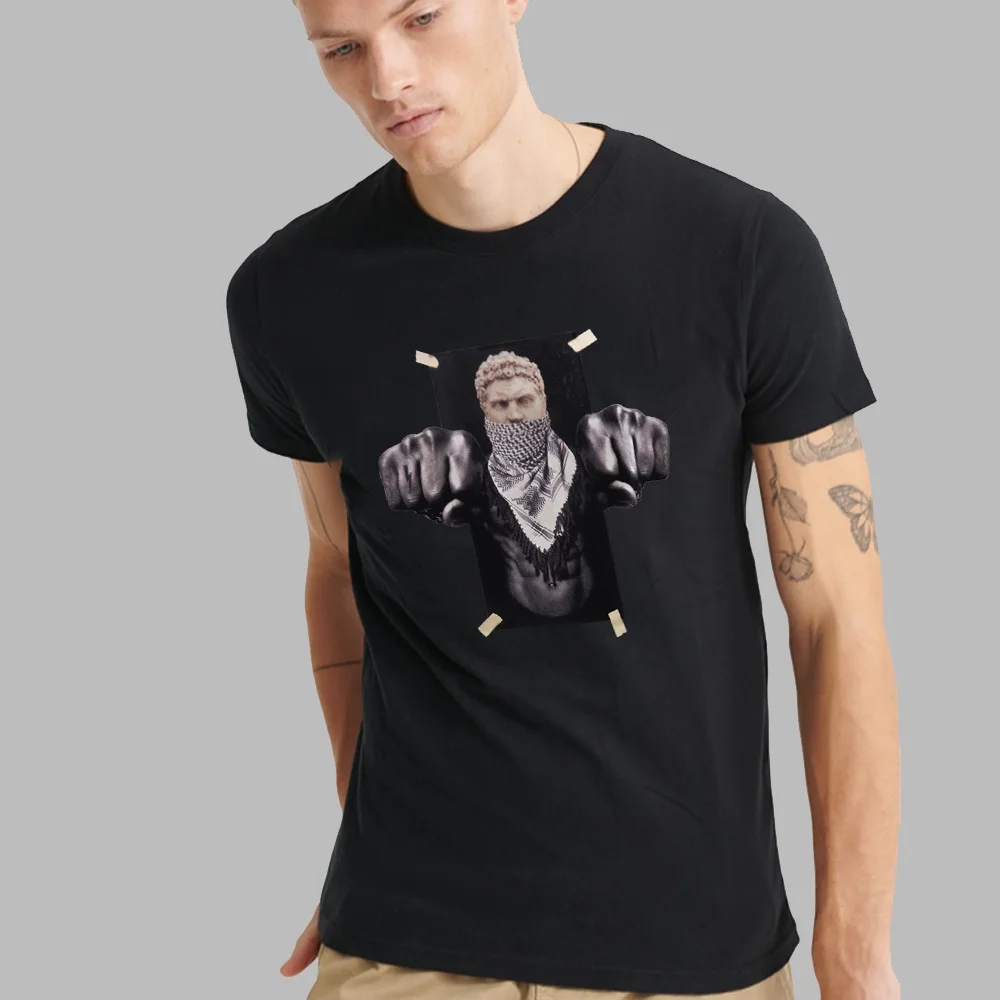 Léto pánské s krátkými rukávy tričko ležérní volné pánské tričko košile pánský prodyšné socha tisk o-neck commuter pouliční oblečení