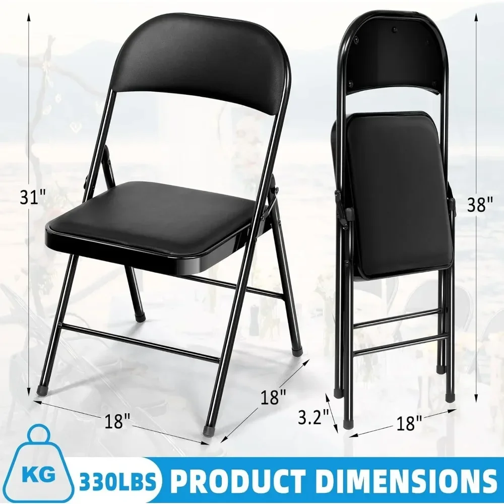 4-piece Set of Soft Cushioned Folding Chairs for Indoor and Outdoor Activities, Family Restaurants, Etc 18"D X 18"W X 31"H