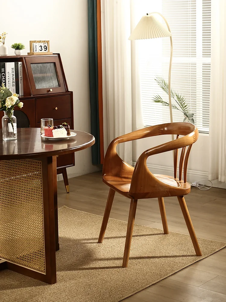 

Стул обеденный из твердой древесины, домашний минималистический современный стул для напитков в китайском стиле, учебный стул со спинкой