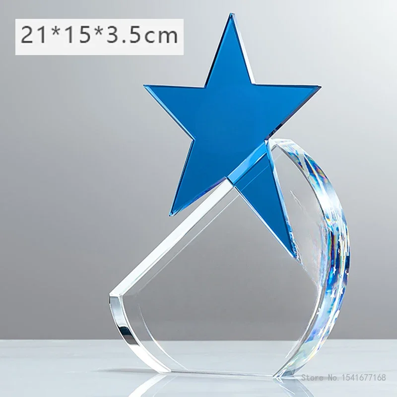 Customized Pentagram Crystal Trophy Awards, Five-pointed Star, Home Decor, Honors Outstanding Employees Authorization Medal, 1Pc
