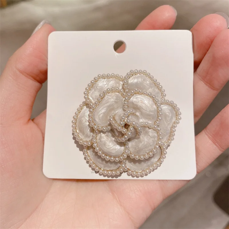New Korean Women Pearls Rose Fashion Brooch Pins Elegant Crystal
