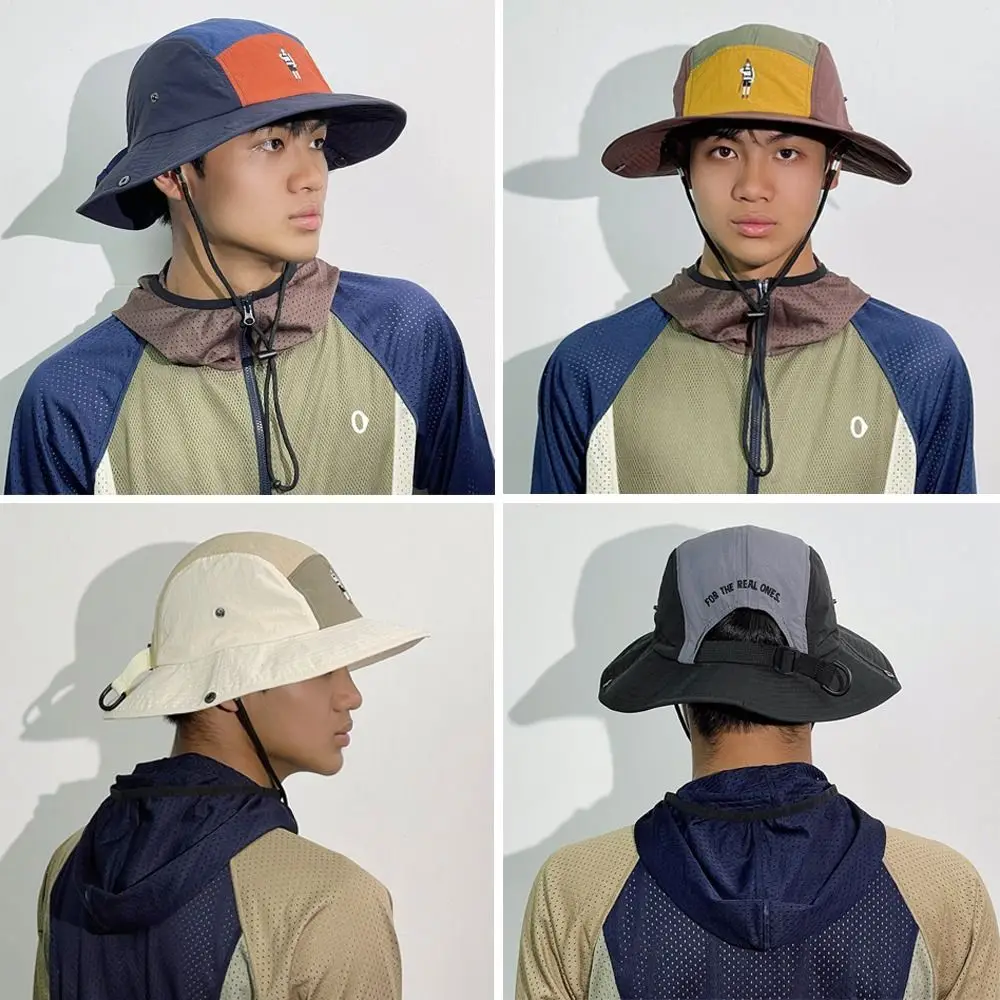 

Wide Brim Bucket Hat Summer Sun Protection Anti-UV Panama Hat Quick-dry Portable Fisherman Cap Camping Hiking