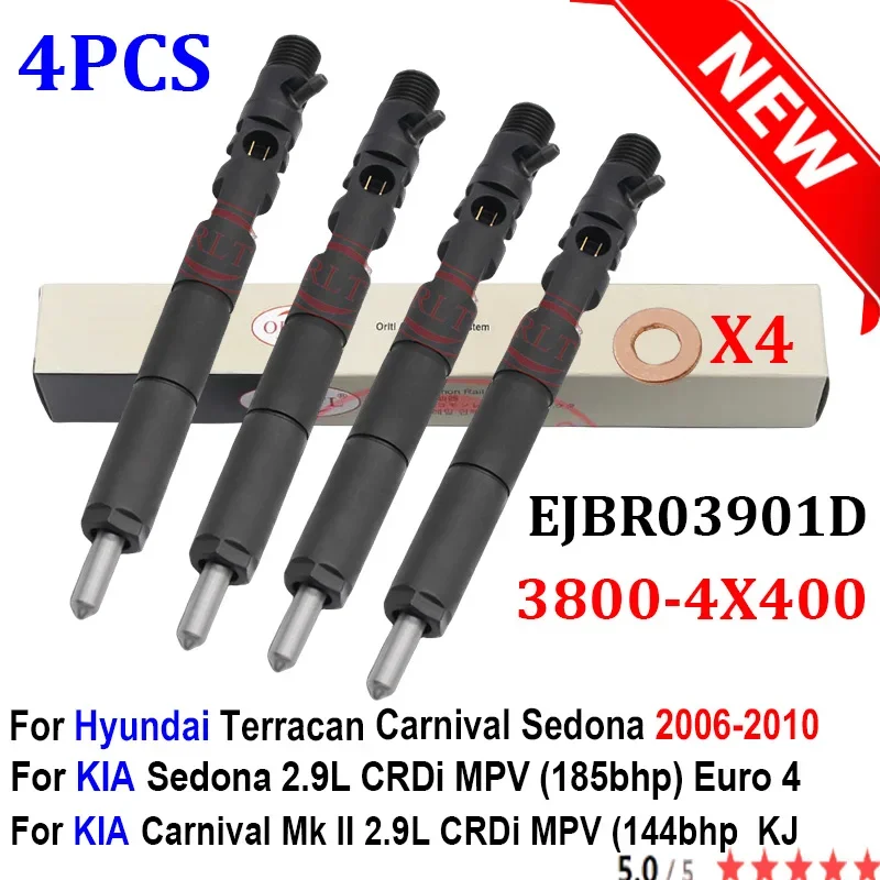 

4PCS 3800-4X400 EJBR03901D 3800 4X400 for DELPHI Hyundai KIA Carnival Sedona 2.9D NEW Diesel Common Rail Fuel Injector