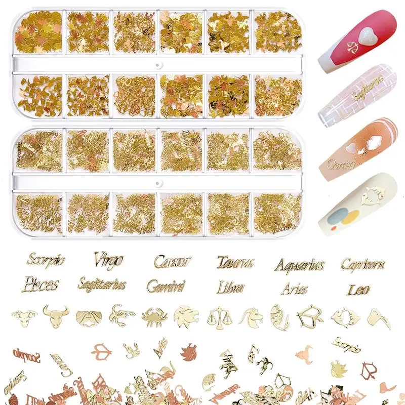 12 Grids Metal Flakes Glitter Patch Fillings For Epoxy Resin Molds Nail Art Decoration DIY Jewelry Making Gold Letters Sequins |
