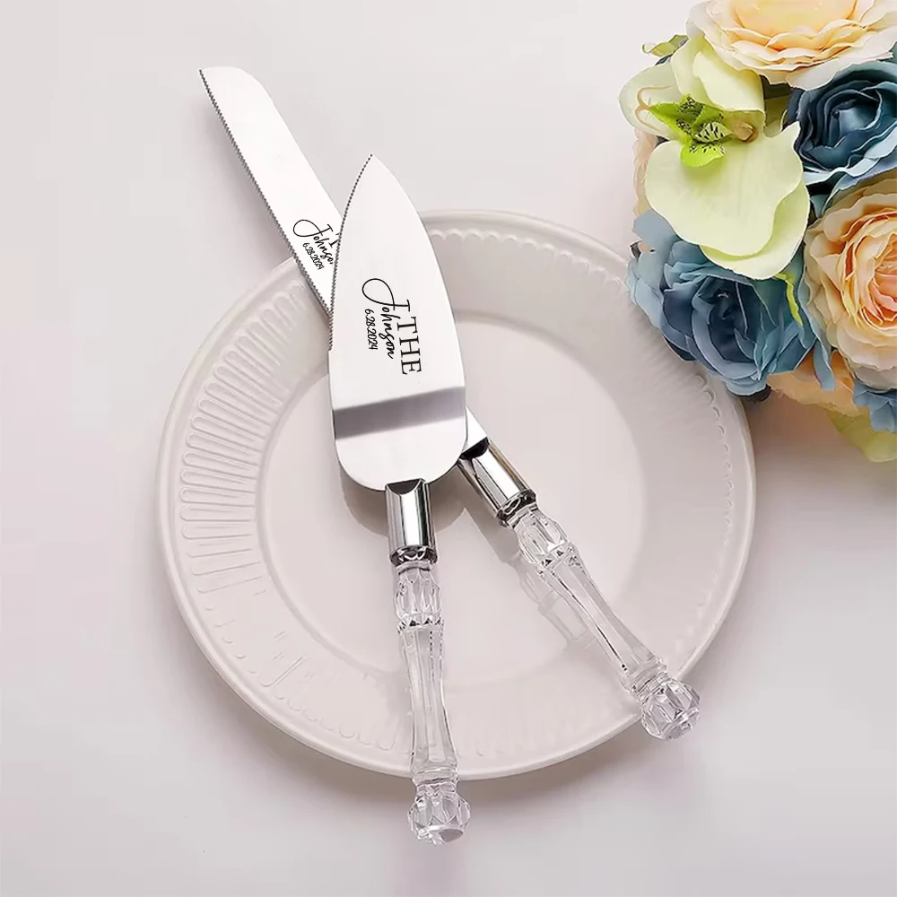 2PCS Personalized Wedding Cake Knife Stainless Steel Customizable Cake Shovel Set Birthday Gift Party Knife For Wedding Cake 2pcs hardened steel clone cht nozzle 3d printer parts high flow cht volcano nozzles for sidewinder x1 x2 genius pro vyper