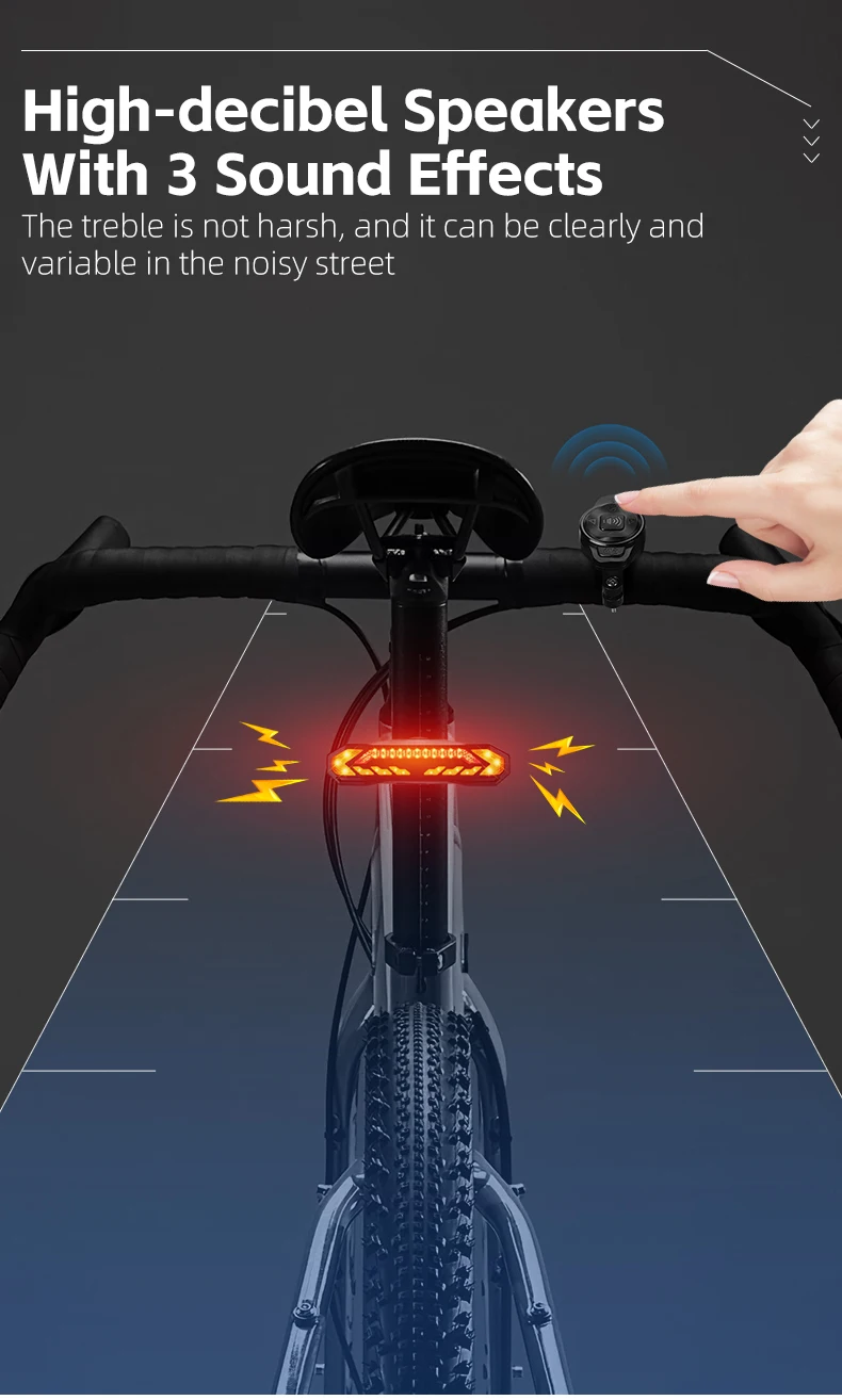WEST BIKING Smart Alarm Taillight Remote Steering Tail Light IP65 Waterproof Type-C Charging Bike Taillight Alarm Bicycle Light