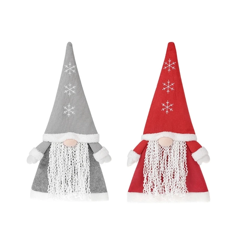 

Nonwoven Faceless Christmas Hat Santa Clause Tree Toppers for Holiday Decorations Dining Table Hanging Pendant