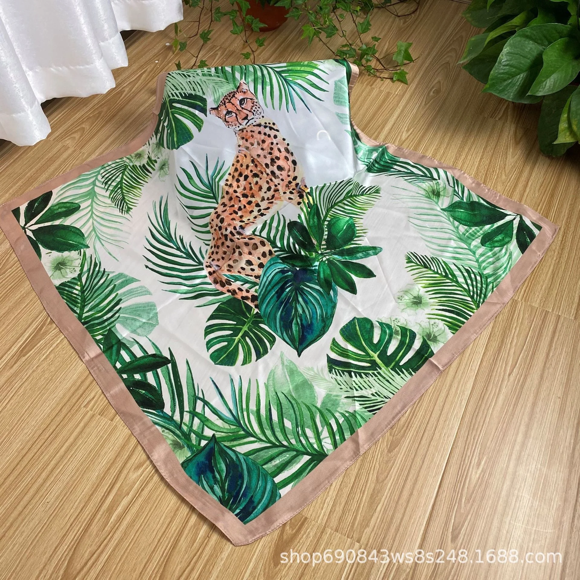 

New fashion imitation silk square scarf 70cm forest animal printed scarf small silk scarf with rich patterns