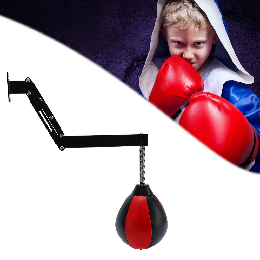 Wall Mount Boxing Reflex Ball Height Adjustable PU Punching Bag Foldable Punching Ball with Spring for Kids Adults