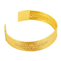 Bracelet ouvert tressé simple en or pur pour femmes, or 24 carats AU999 |   Couleur pure, texture délicate 4