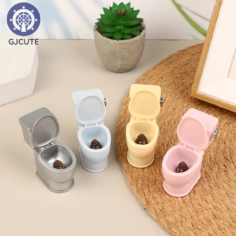 Dollhouse Furniture Miniature Toilet With Shit Stool Bathroom Toilet Model Dolls Doll House Accessories Kids Pretend Play Toy 2