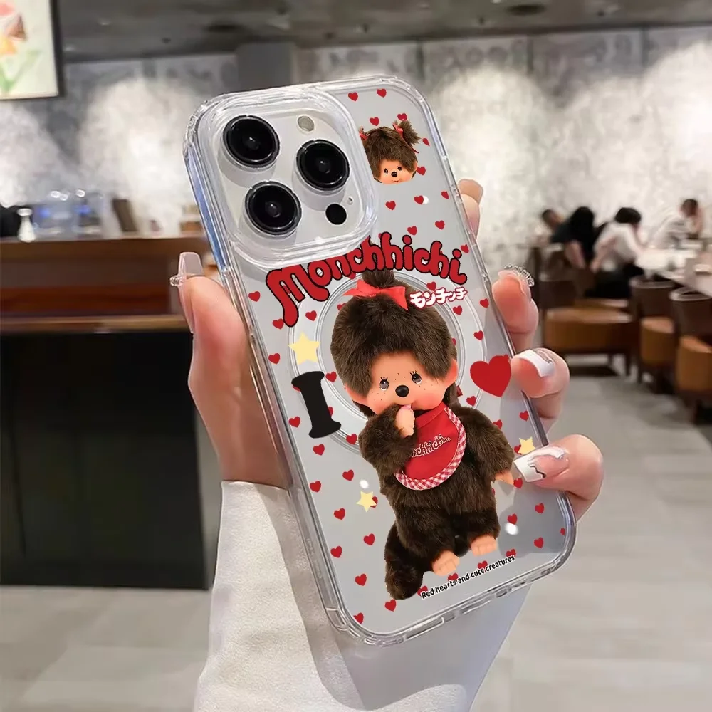 Adorable Kawaii Monchhichi Magnetic Phone Case with Magsafe Compatibility