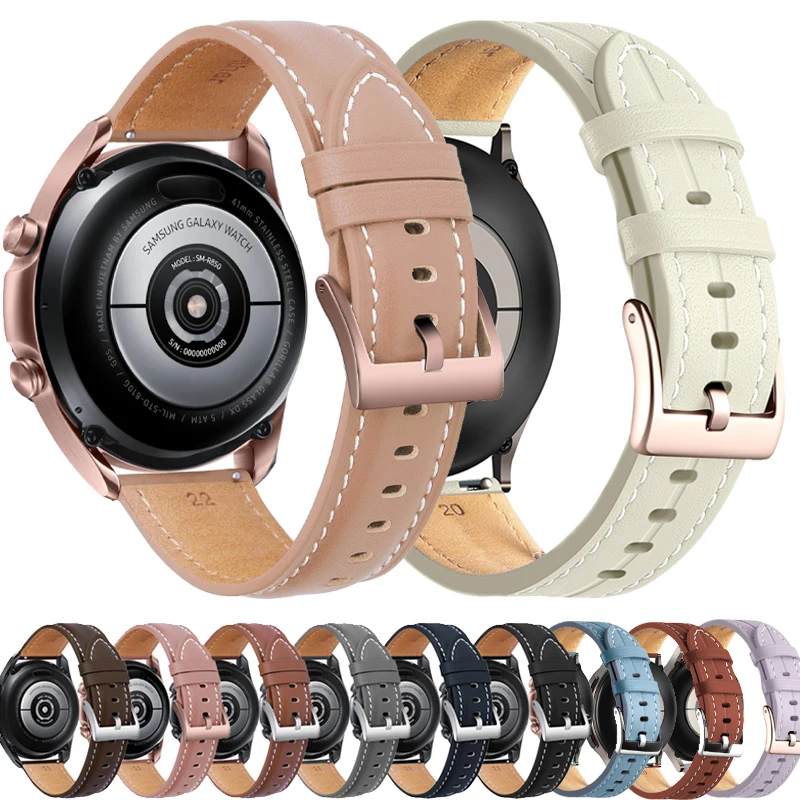 Ремешок кожаный для Samsung Galaxy Watch 6 5 4 44 мм 40 мм Active 2 Gear S3 22 мм, сменный Браслет для Huawei Watch GT4, 20 мм ремешок кожаный для samsung galaxy watch 6 5 4 44 мм 40 мм active 2 gear s3 22 мм сменный браслет для huawei watch gt4 20 мм