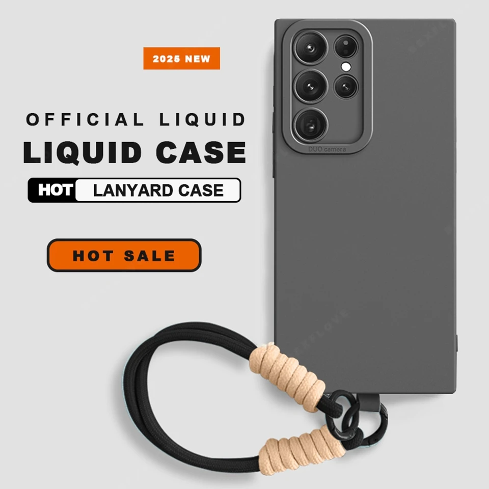 Liquid Silicone Phone Case with Wrist Strap and Lanyard Attachment - Original Cover