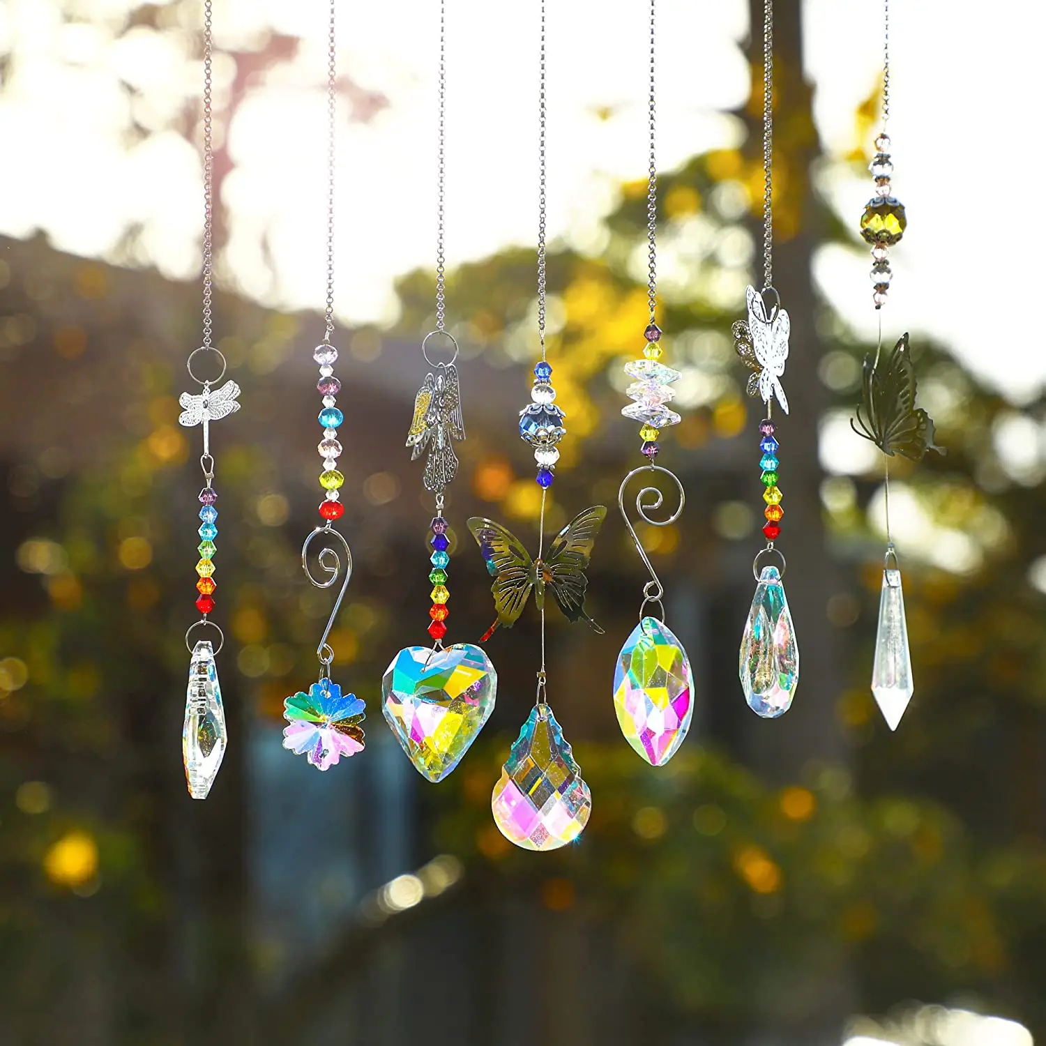 6 pièces pendentif attrape-soleil prisme en cristal libellule