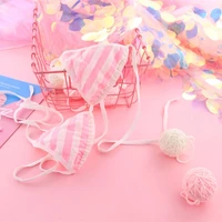 Japon Sexy Lingerie Lolita Kawaii bleu rose blanc rayé Mini Bikini adulte Cosplay femmes soutien-gorge ensemble de sous-vêtements Frenum maillot de bain 5