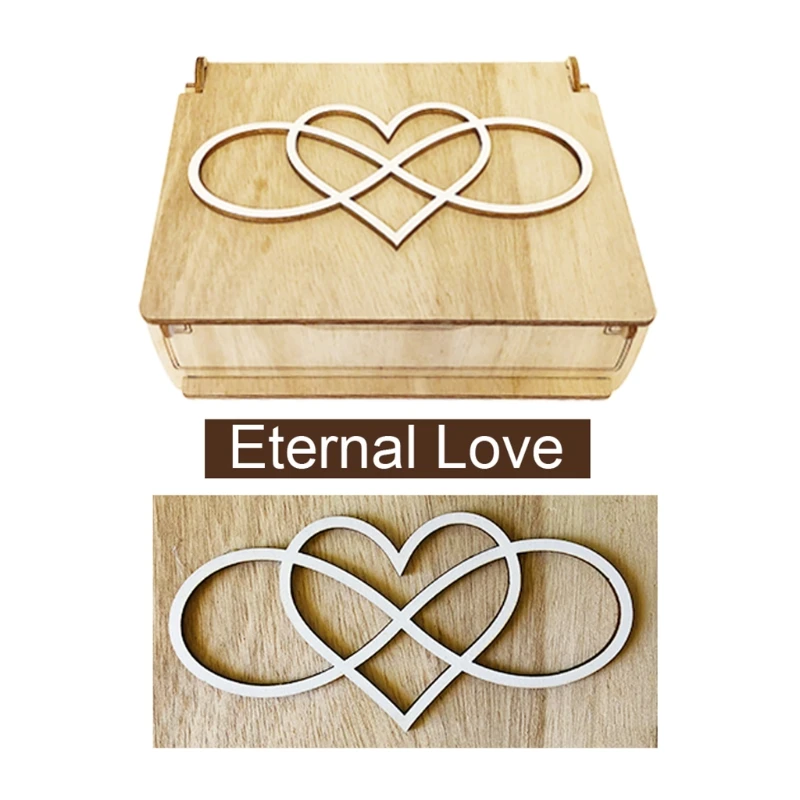 Y1UB Wooden Heart Frame Transparent Wedding Guest Book Vintage Alternative Sign Drop Box Rustic Baby Shower Party