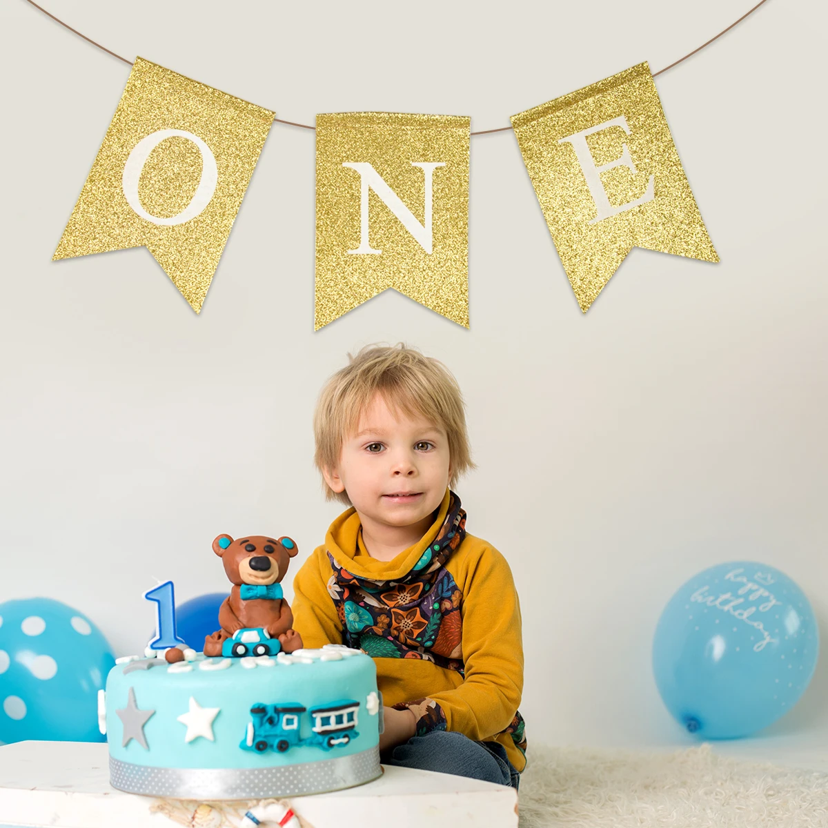 1. Geburtstag Party Hochstuhl Banner Girlande Baby Erster Geburtstag Sackleinenflagge Kinder Ein Jahr alt Geburtstagsfeier Hängedekoration – Detail 7