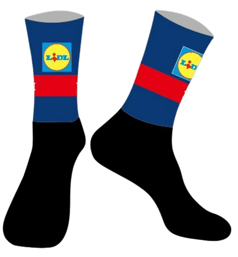 

LASER CUT ONE PAIR 2024 LIDL TEAM BLUE Cycling Socks Antislip Bike Racing MITI Breathable FOR Men and Women