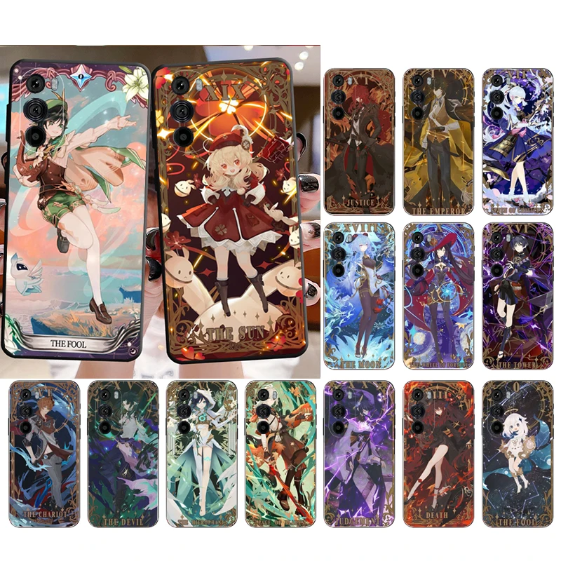 

Genshin Impact Tarot Card Phone Case for Moto E32 E32S E20 E40 E7 Plus Edge 40 30 Ultra Neo 20 lite G13 G9Plus GPure GStylus