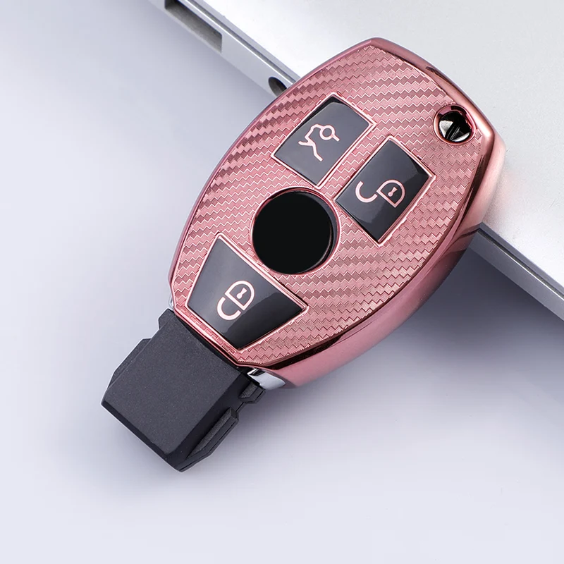 Carbon Fiber TPU Car Smart Key Case Cover for Mercedes Benz W205 W212 X166 W176 W211 W204 W222 W463 CLA GLC GLK Holder