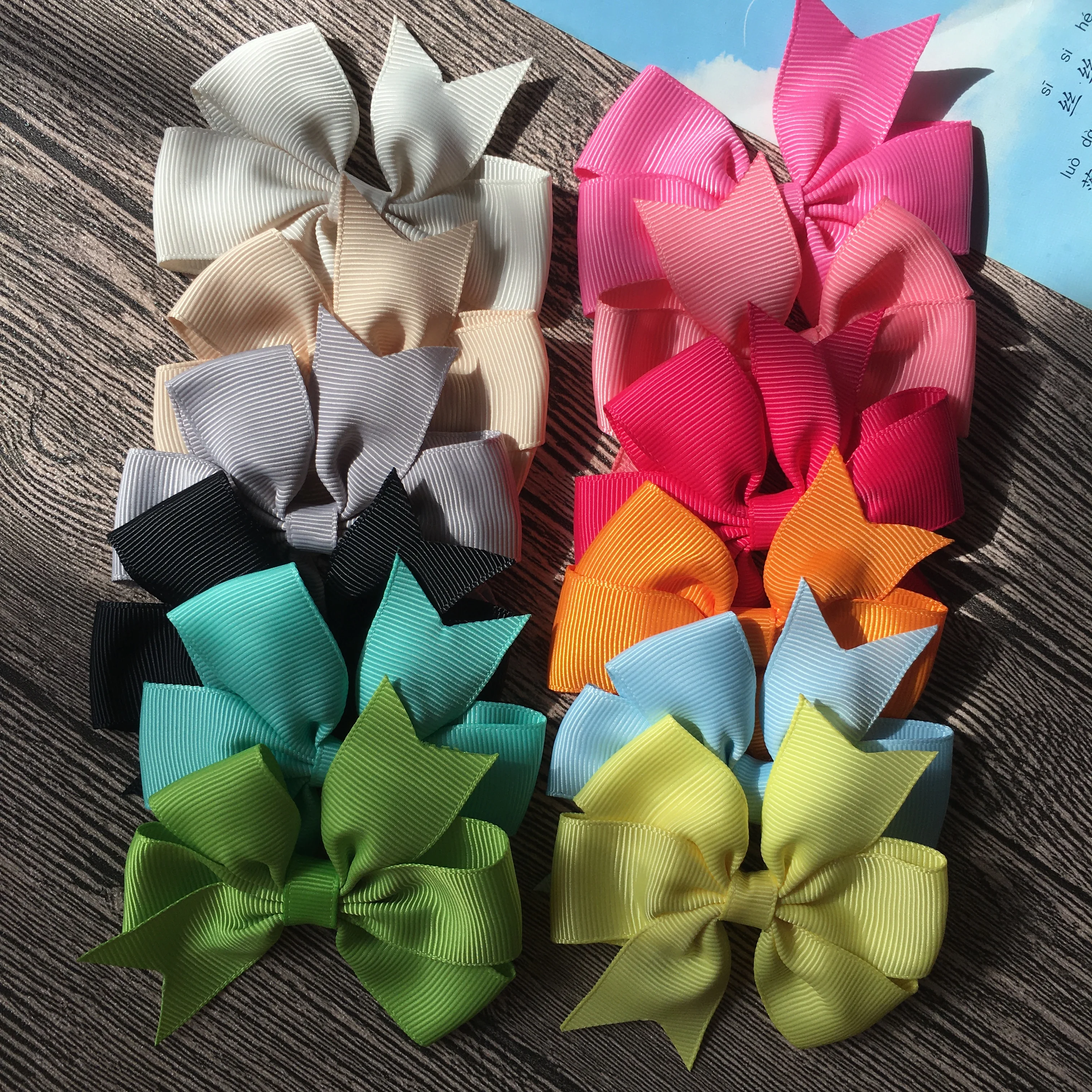 On Sale 10Pcs/Lot Cute Children's Hair Bows Solid 3.0 Inch Ribbon Bows For Hairbands Fashion Girls Baby Hair Accessories