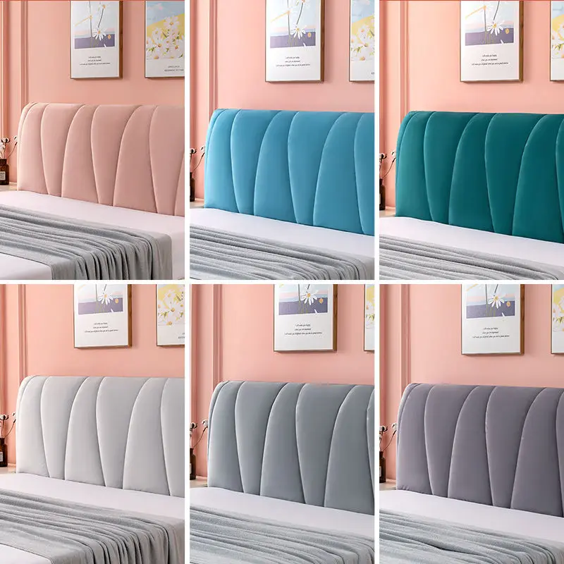 

1Pcs Solid Color Bed Back Dust Protector Cover Thicken Velvet Headboard Cover All-inclusive Super Soft Smooth Quilted Head Cover