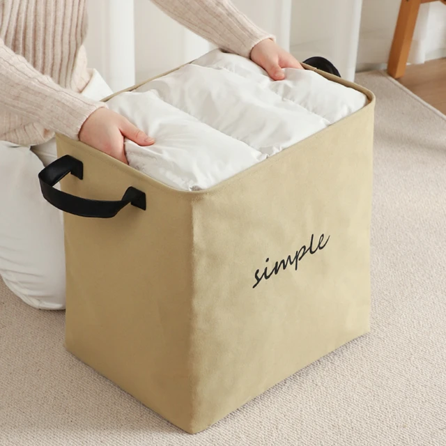 Cotton Linen Laundry Hamper Bag for Home Gadget Storage Organizer Foldable  Basket Bin Hanging Laundry Basket (Khaki Stripe)