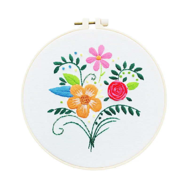 

Embroidery Starter Kit With European Pattern and Instructions Cross Stitch Set Flowers Plant Stamped Embroidery Kits With Hoops