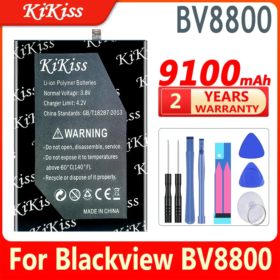 

New 100% KiKiss Li456182PHTT-B Battery 9100mAh For Blackview BV8800 BL8800 Pro Mobile Phone Bateria