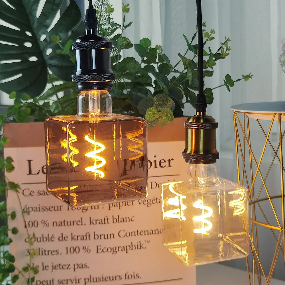 LED 아이스 큐브 창의적인 전구 복고풍 따뜻한 조명 소프트 필라멘트 특수 모양의 조명 샹들리에